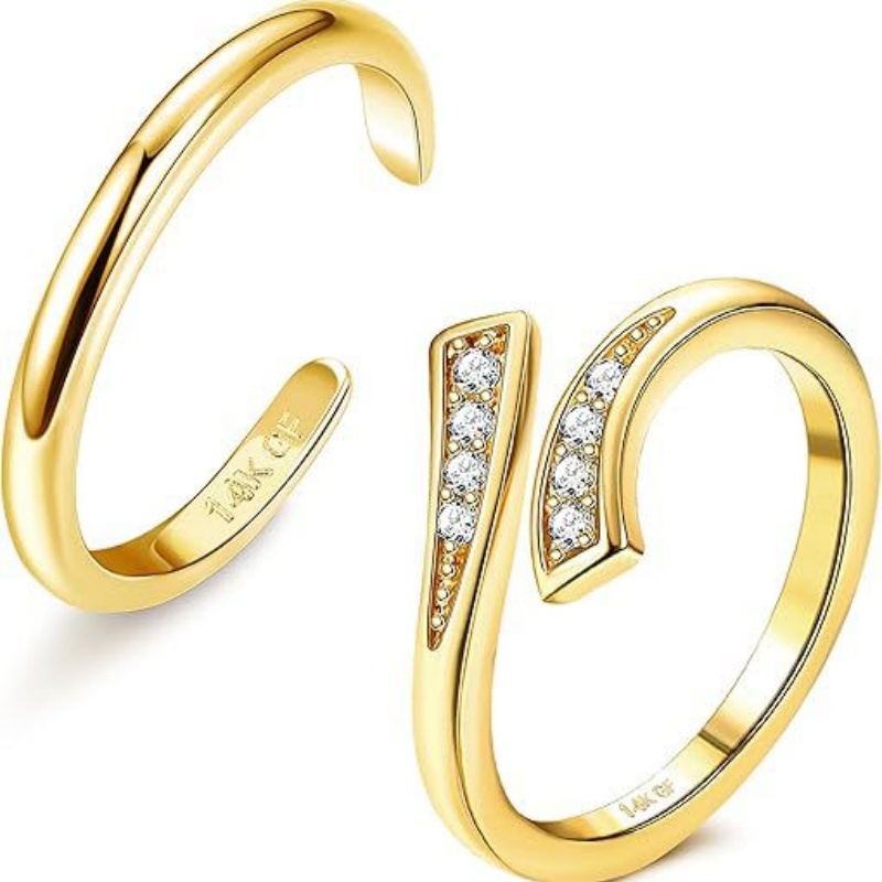Body Jewelry Rings - 14K Gold-Plated Adjustable Zircon Foot Ring
