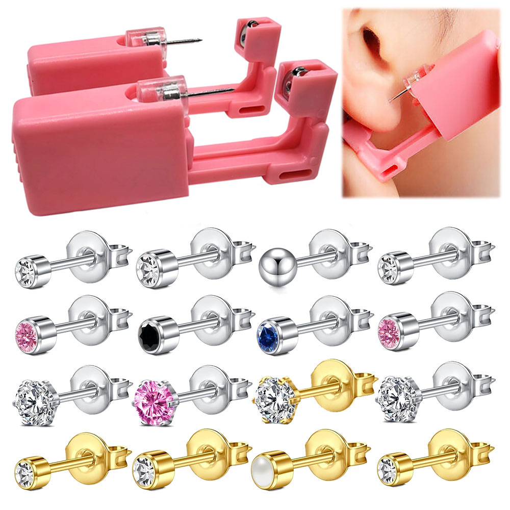 Body Jewelry Cleaner - 1PC/4PCS Pink Disposable Ear Piercing Gun