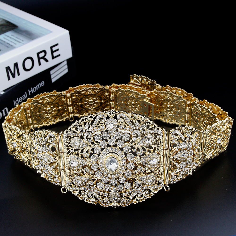 Body Jewelry Gold - Sunspicems Wide Morocco Belt For Women