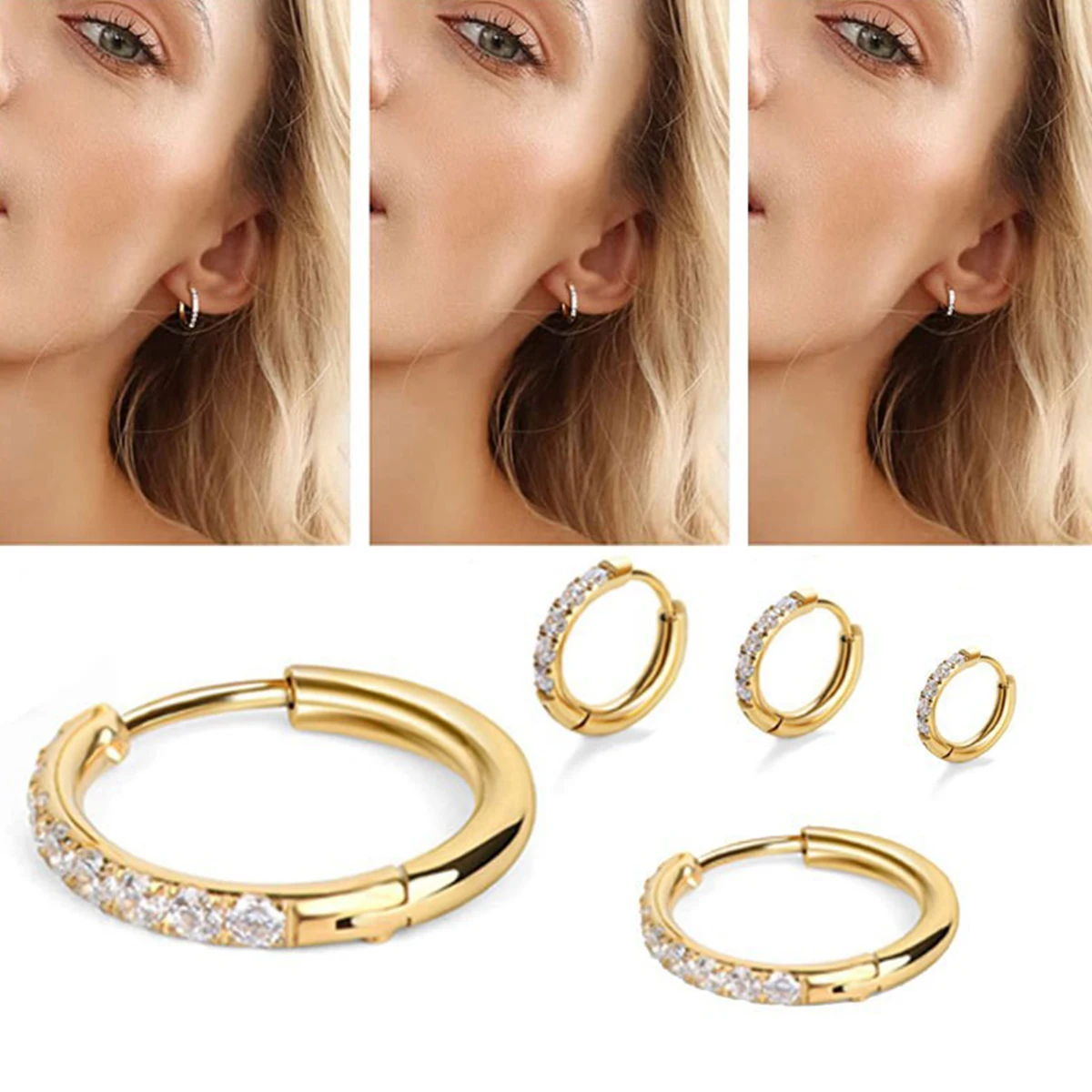 2Pcs Stainless Steel Cz Hoop E - Conch Earring Hoop review and price