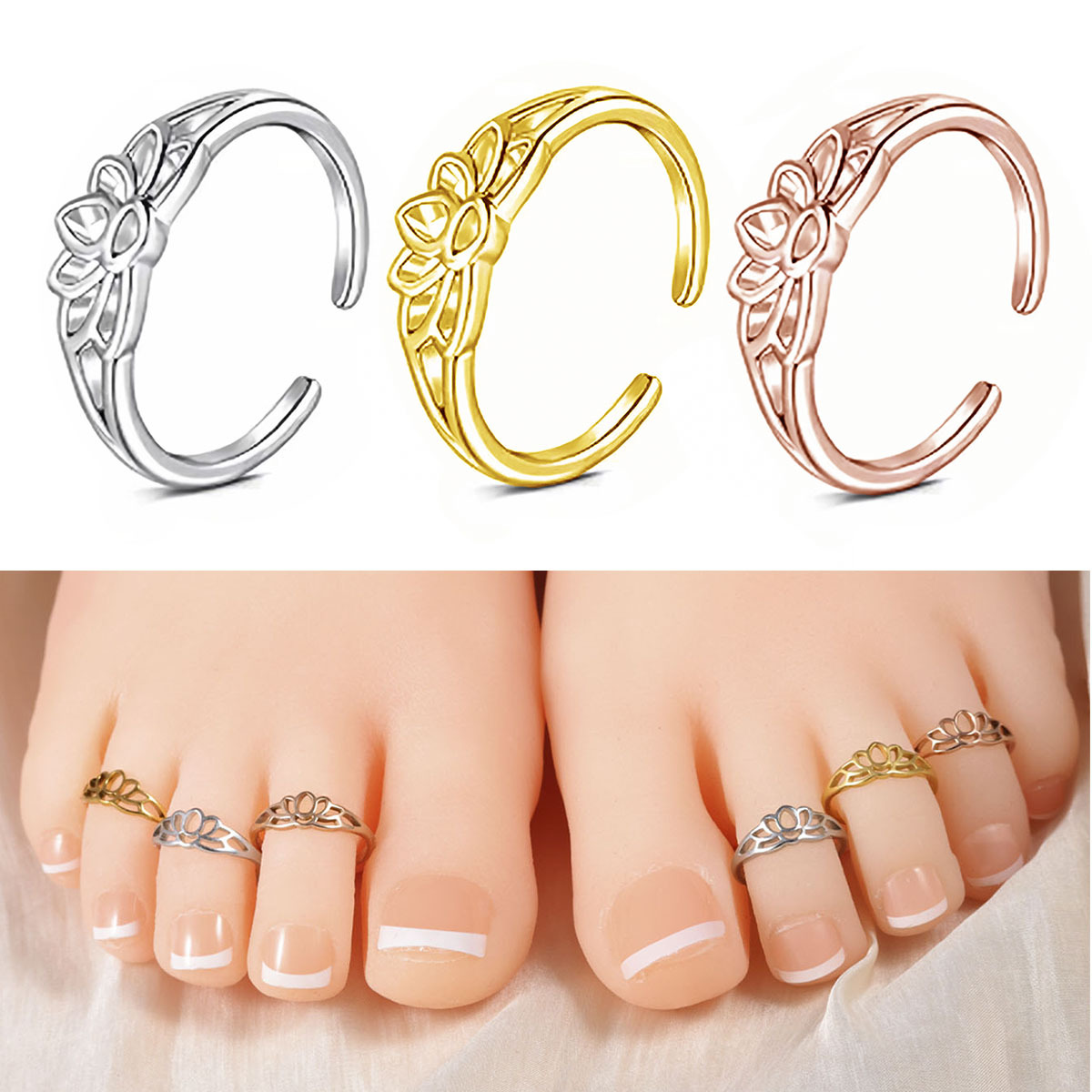 Stainless Steel Lotus Flower T - Body Jewelry Rings review and price