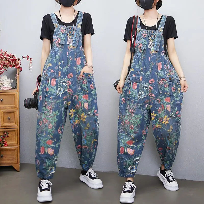 New Printed Denim Overalls Wom - Body Jewelry Plus review and price