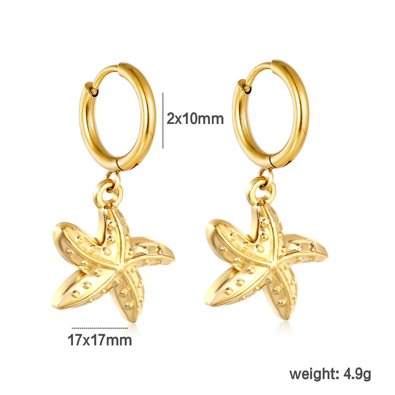 LUXUSTEEL Sea Star Conch Drop  - Conch Earring Hoop review and price