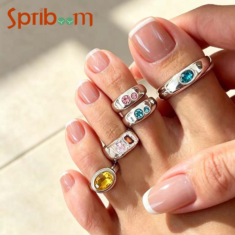 5Pcs/set Colorful Crystal Open - Body Jewelry Rings review and price