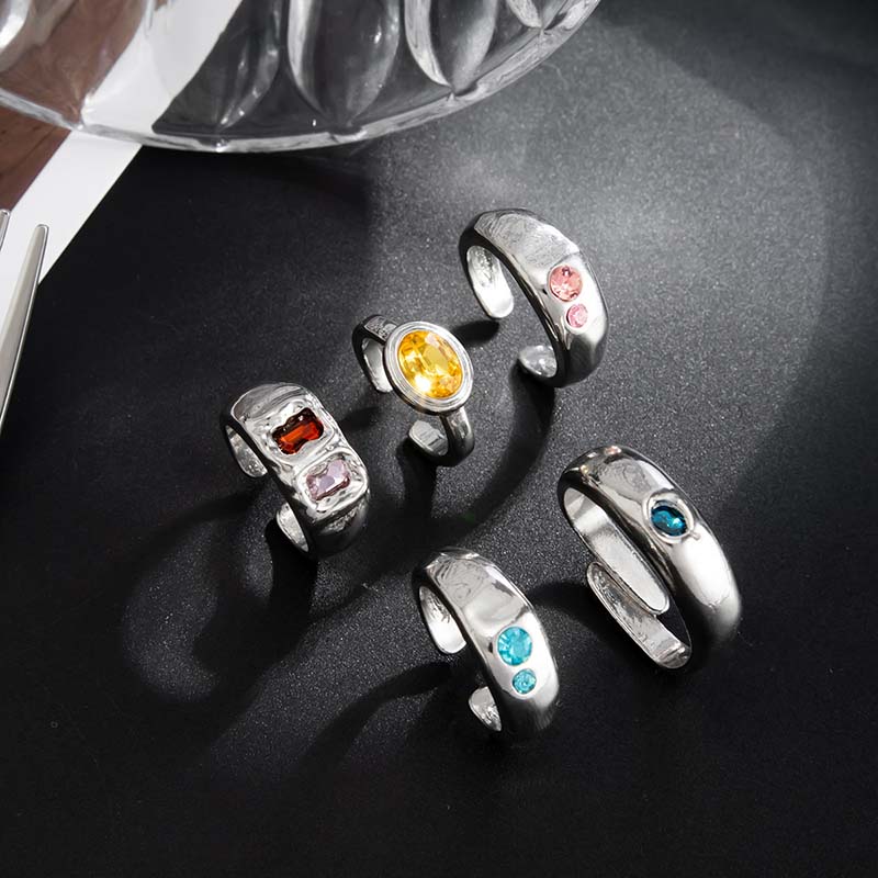 5Pcs/set Colorful Crystal Open - Body Jewelry Rings review and price