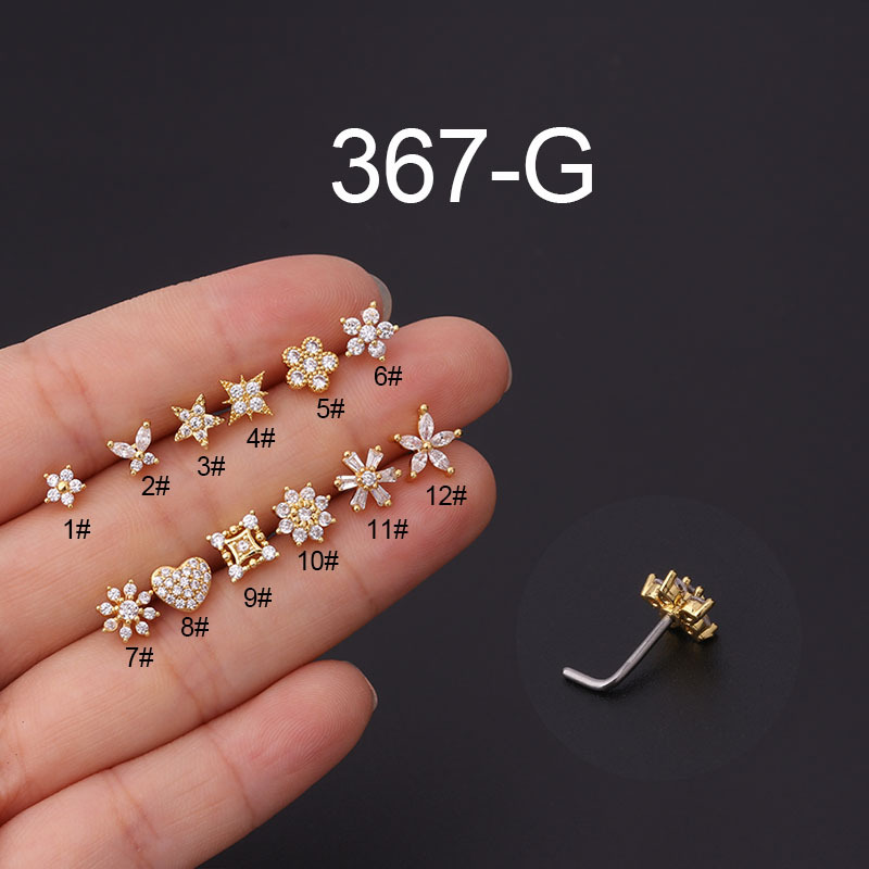 1Pc L Shaped Nose Studs Stainl - Body Jewelry Indian review and price