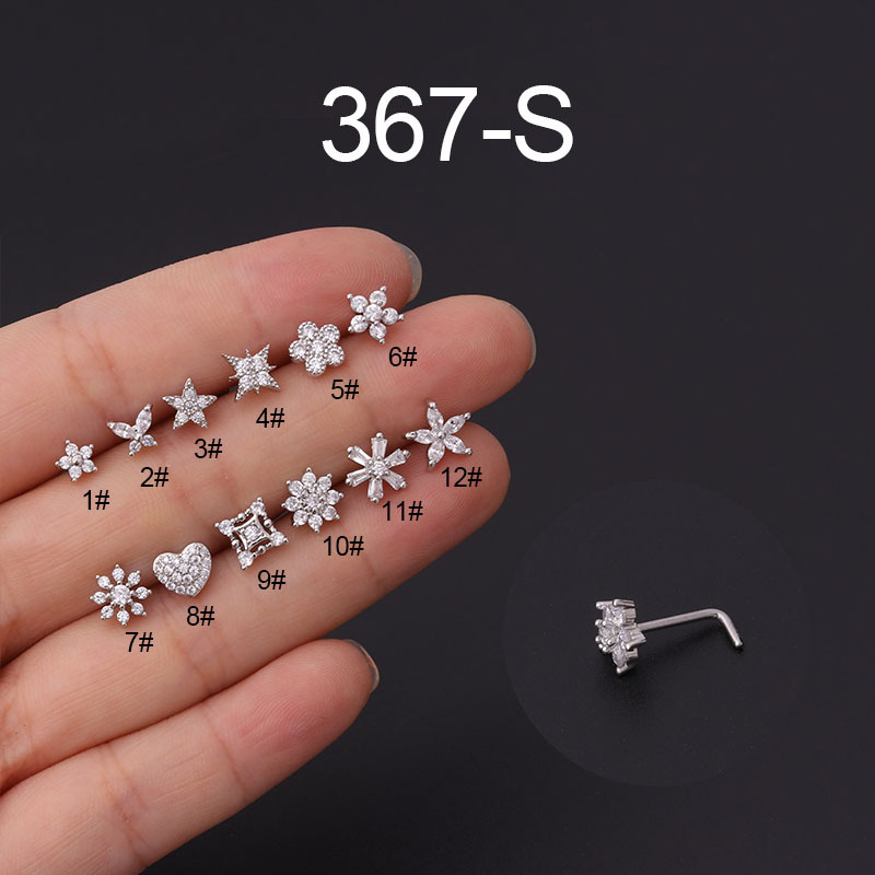 1Pc L Shaped Nose Studs Stainl - Body Jewelry Indian review and price
