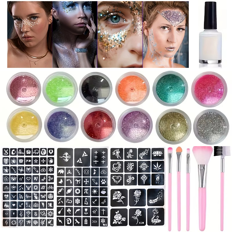 12 Colors of Glitter DIY Flash - Body Jewelry Glue review and price