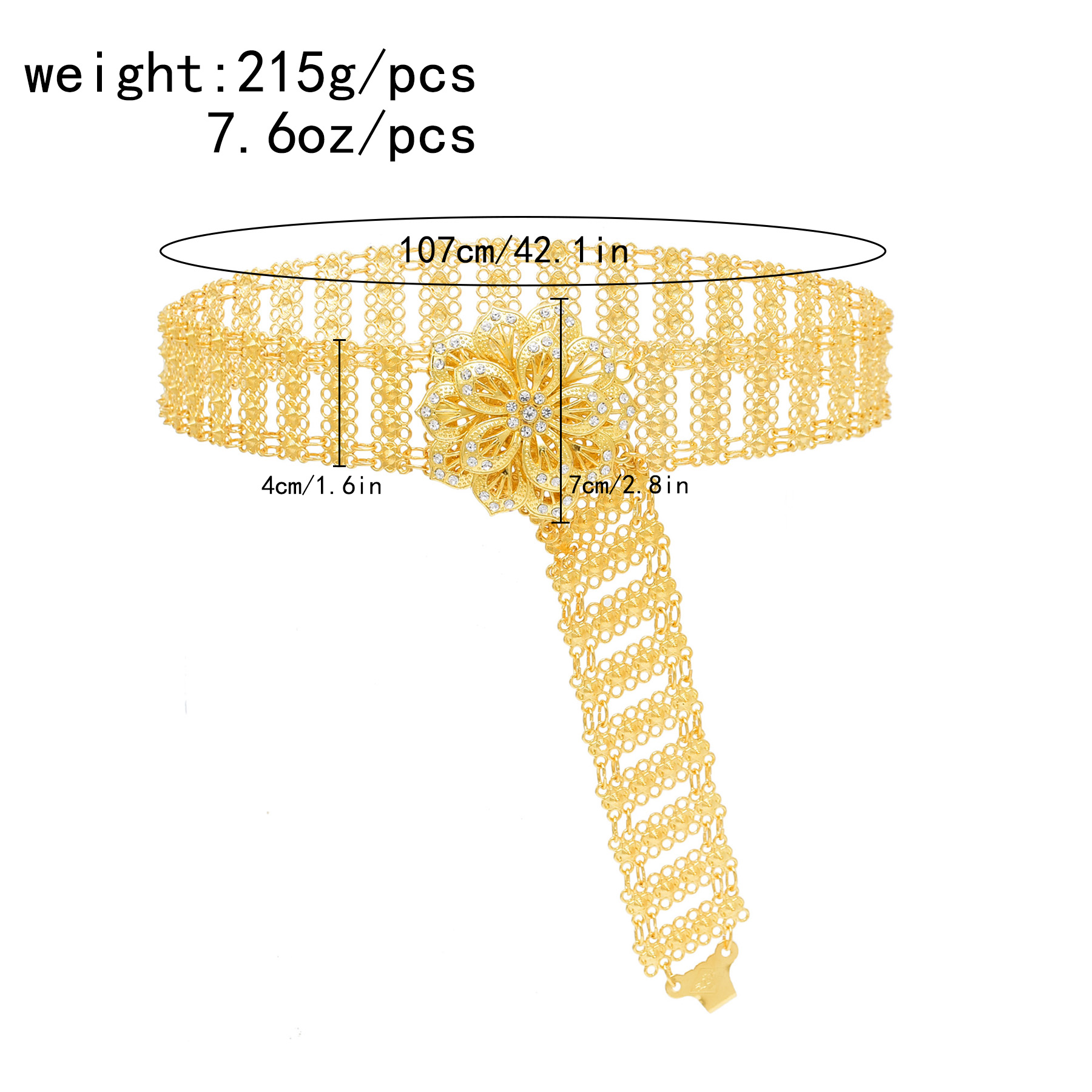 Golden Metal Big 3D Flower Cha - Body Jewelry Indian review and price