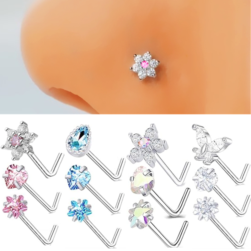 3PC Stainless Steel Flower Nos - Body Jewelry Indian review and price