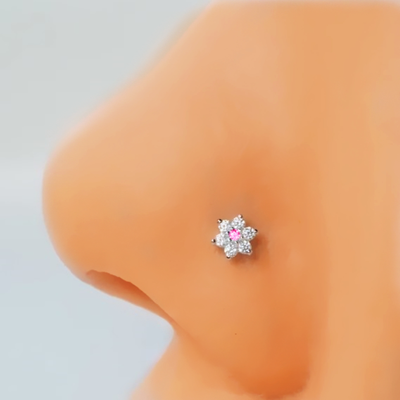 3PC Stainless Steel Flower Nos - Body Jewelry Indian review and price