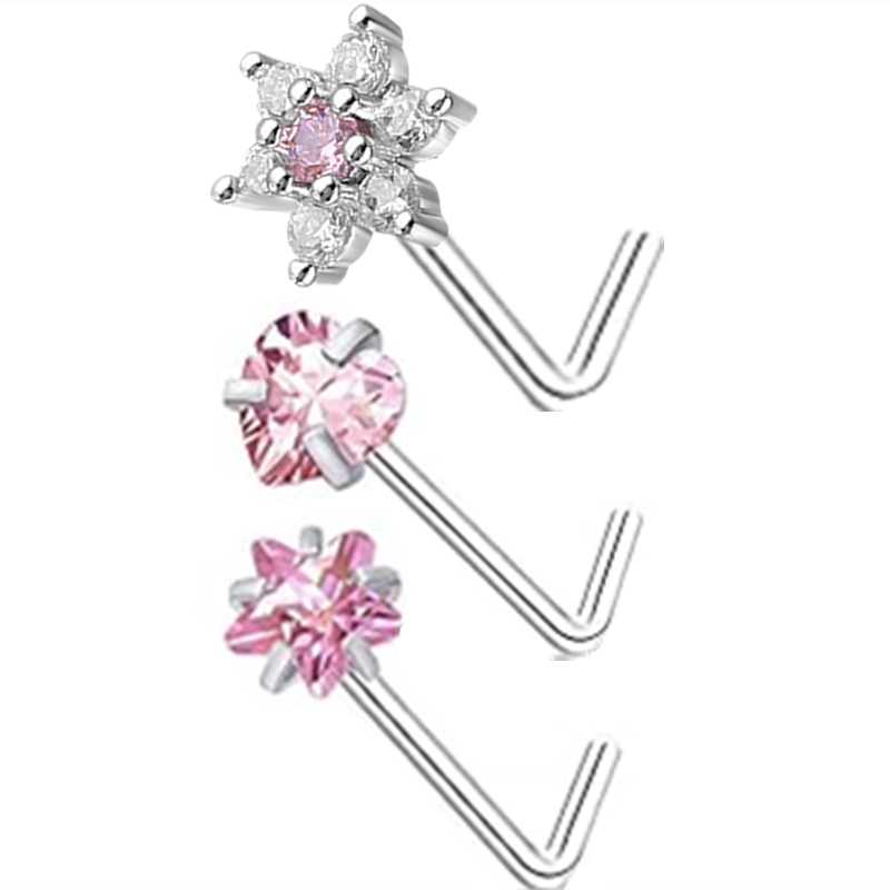 3PC Stainless Steel Flower Nos - Body Jewelry Indian review and price