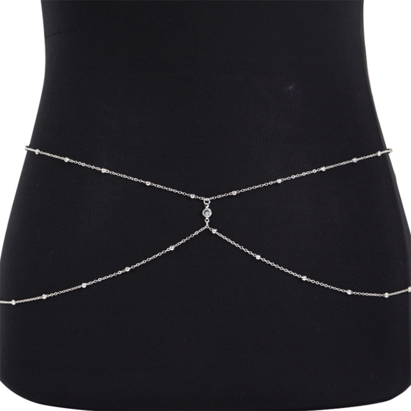 Clear Rhinestone Beaded Belly  - Body Jewelry Gold review and price