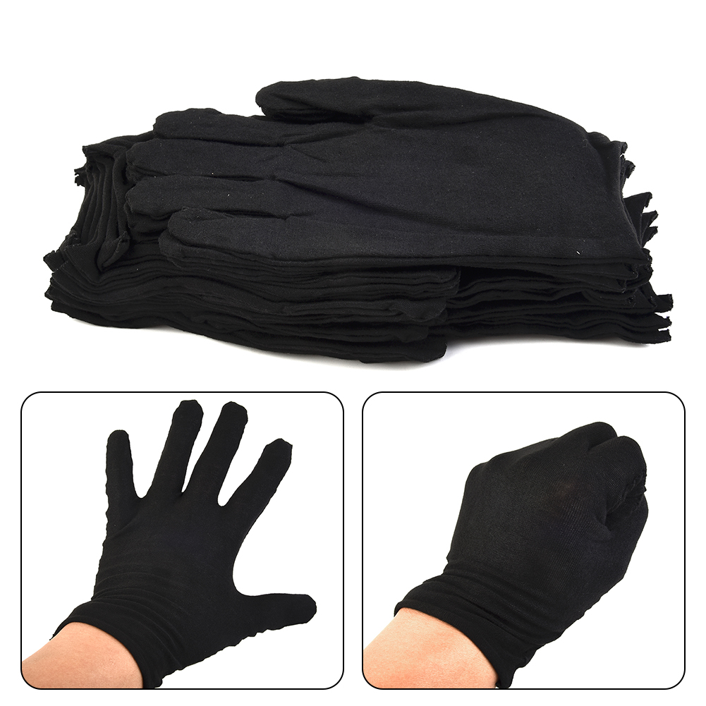 12 Pairs Black Cotton Gloves S - Body Jewelry Websites review and price