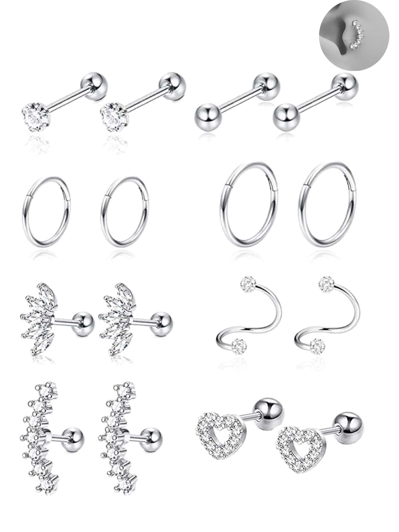 SGIAWETA-16pcs 16G Cartilage E - Conch Earring Hoop review and price