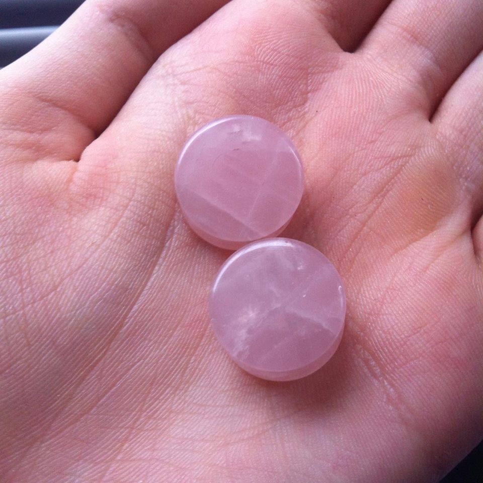 2Pc Pink Quartz Organic Stone  - Body Jewelry Plus review and price