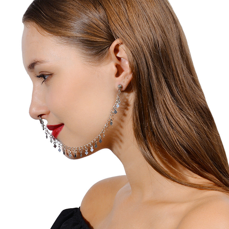 Nose Ring Chain, Hanging Disc  - Body Jewelry Indian review and price