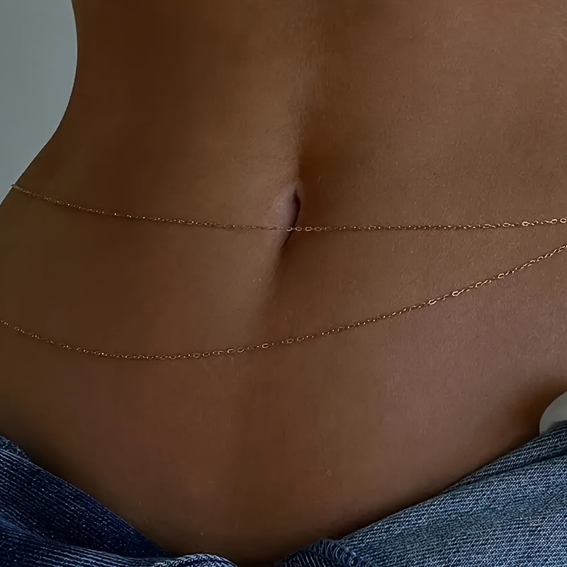 1Double-layer gold metal waist - Body Jewelry Gold review and price