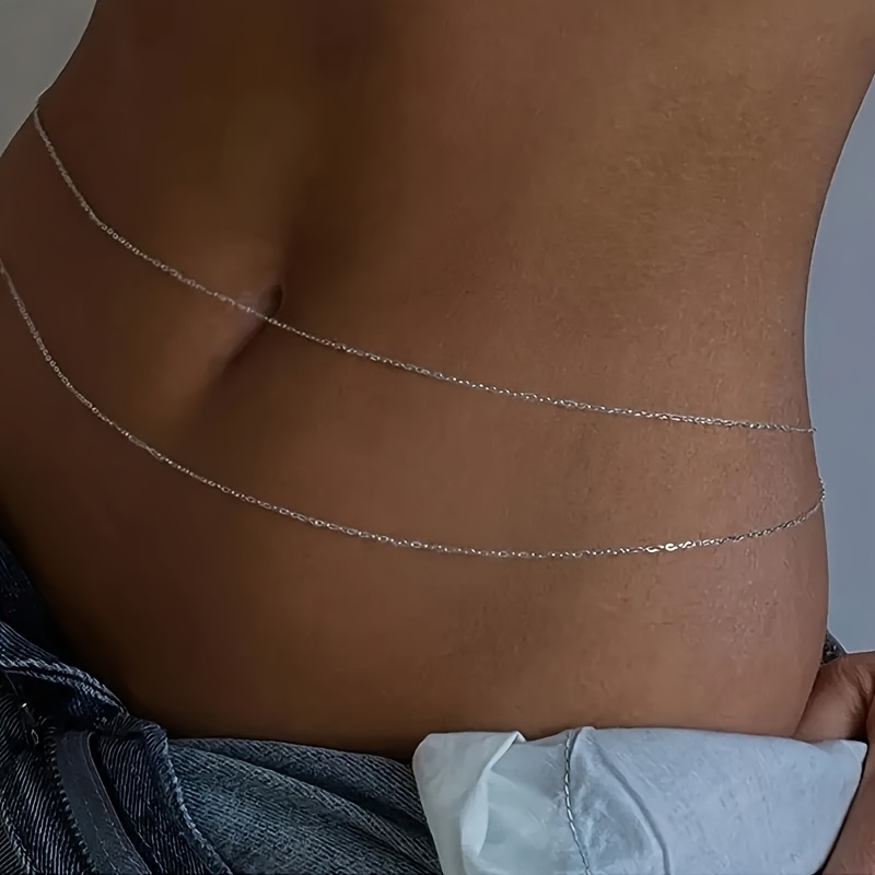1Double-layer gold metal waist - Body Jewelry Gold review and price
