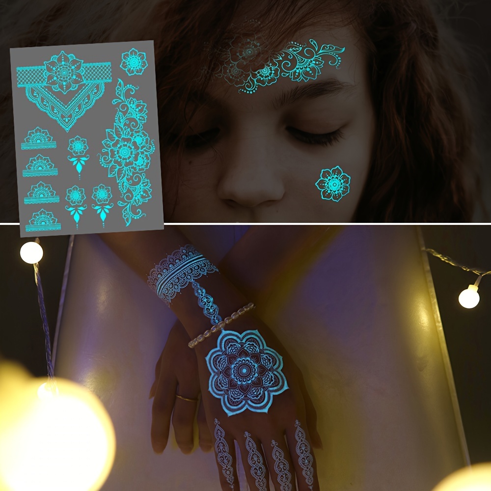 Blue Luminous Henna Tattoo Sti - Body Jewelry Glue review and price