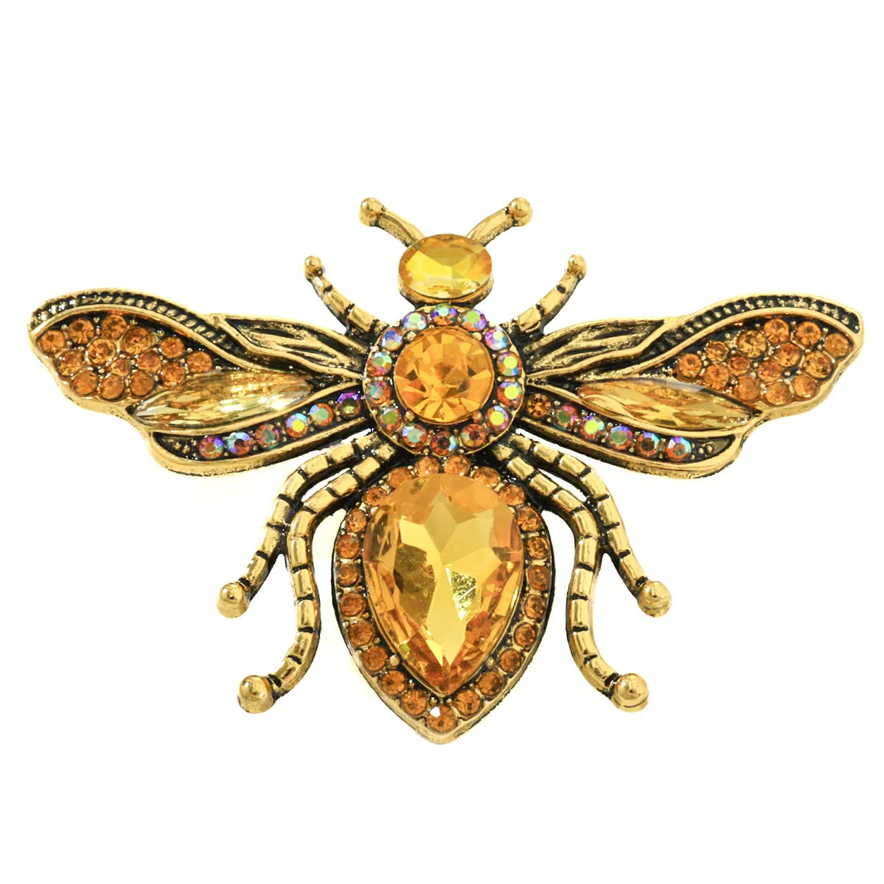 Retro gold bee brooch, yellow  - Body Jewelry Websites review and price