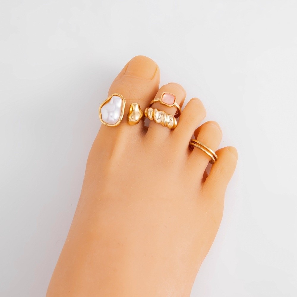 Irregular Pearl Toe Ring Set T - Body Jewelry Rings review and price